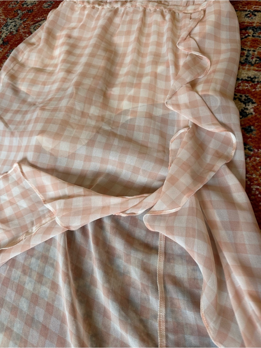 For Love & Lemons Peach and White Gingham Maxi Dress - Picture 2 of 10